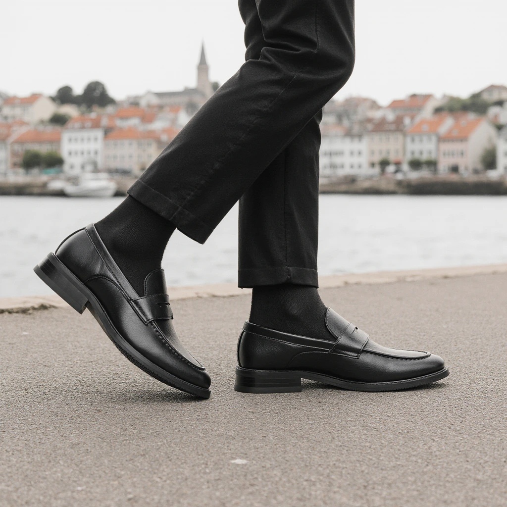 Men'S Shoes Qn - Erkek Siyah Penny Loafer'lar Klasik İş