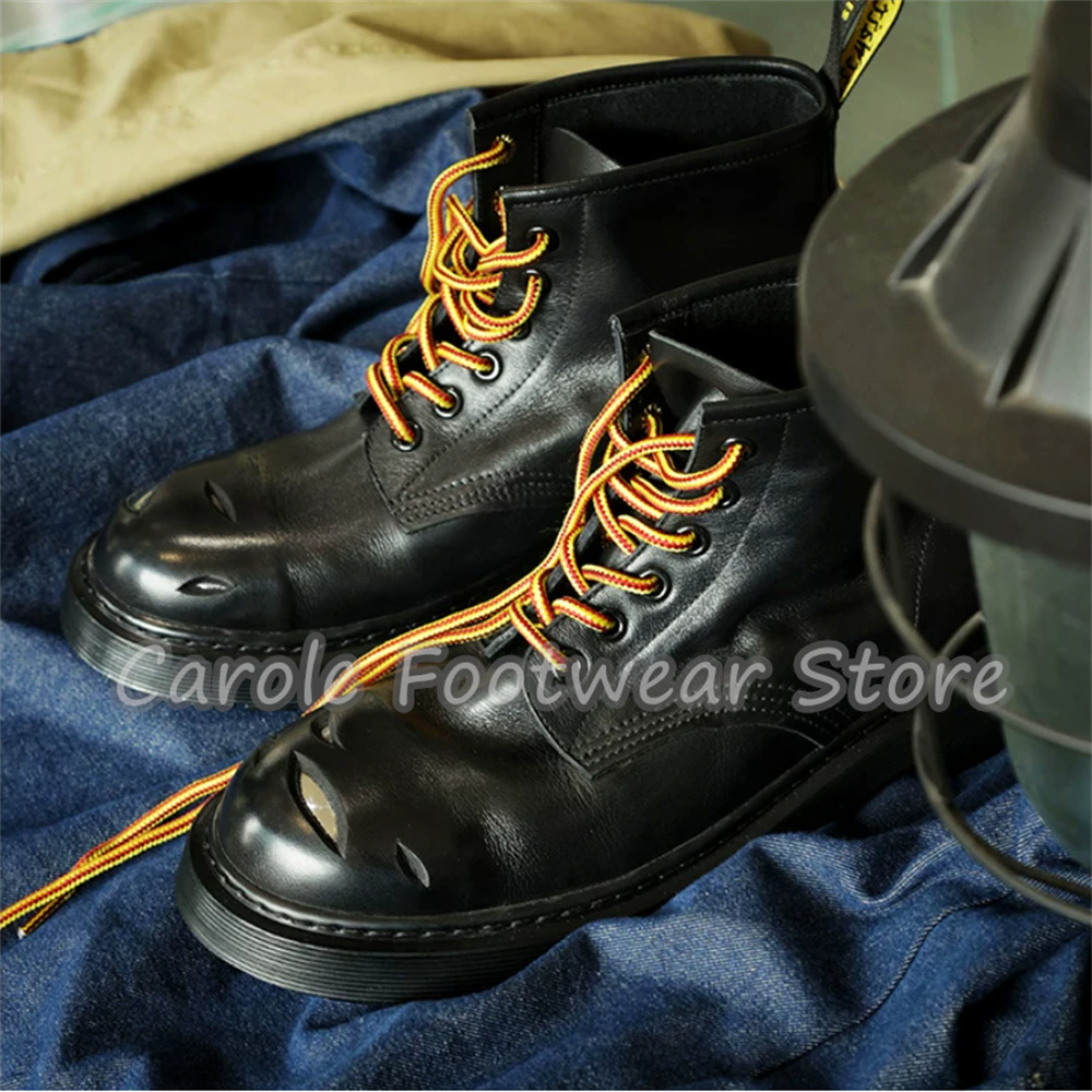 Men'S Shoes Business Casual - Hasarlı Tasarım Yuvarlak Burun Kalın Taban