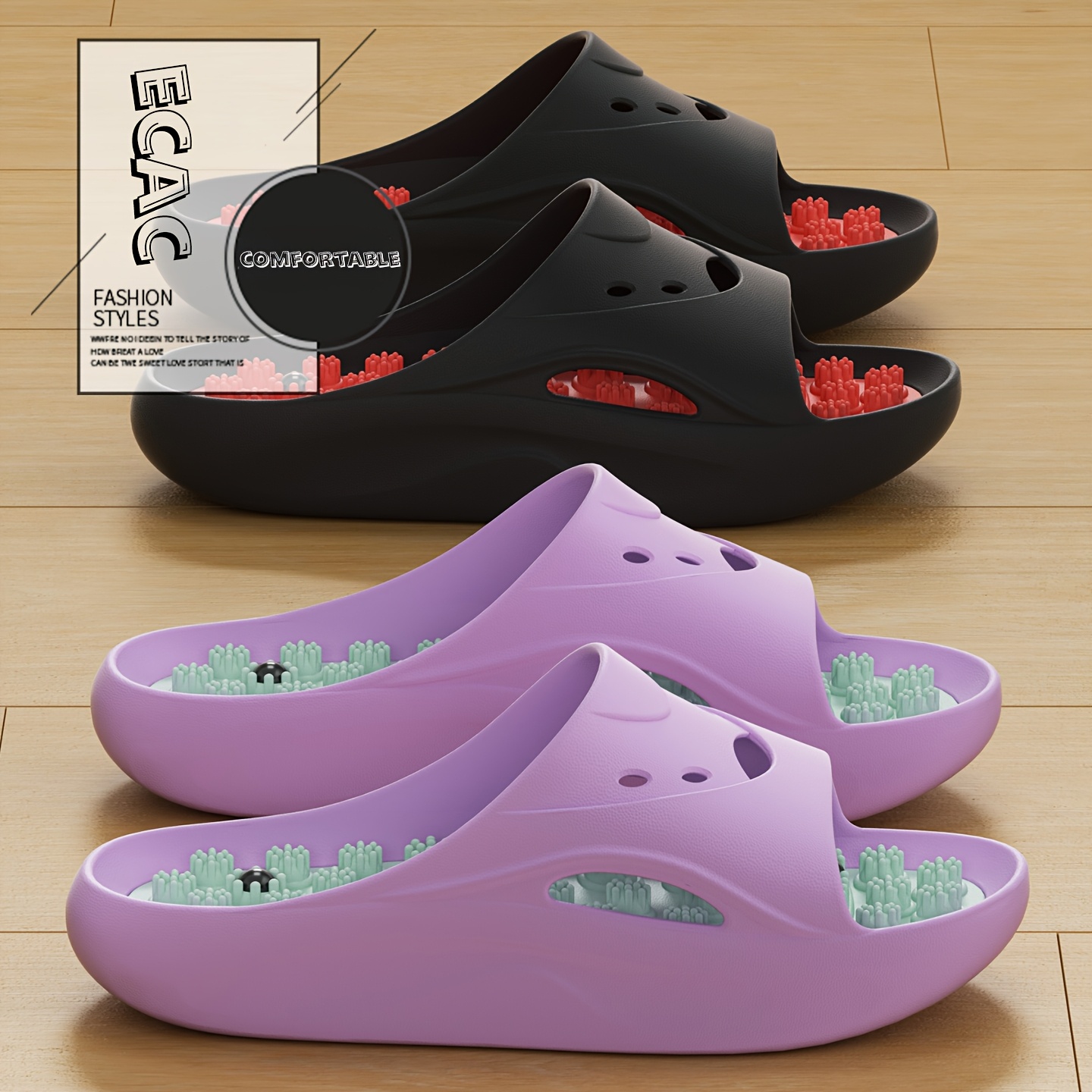 Men'S Shoes With Platform - Kadın Erkek EVA Masaj Terlikleri Kalın