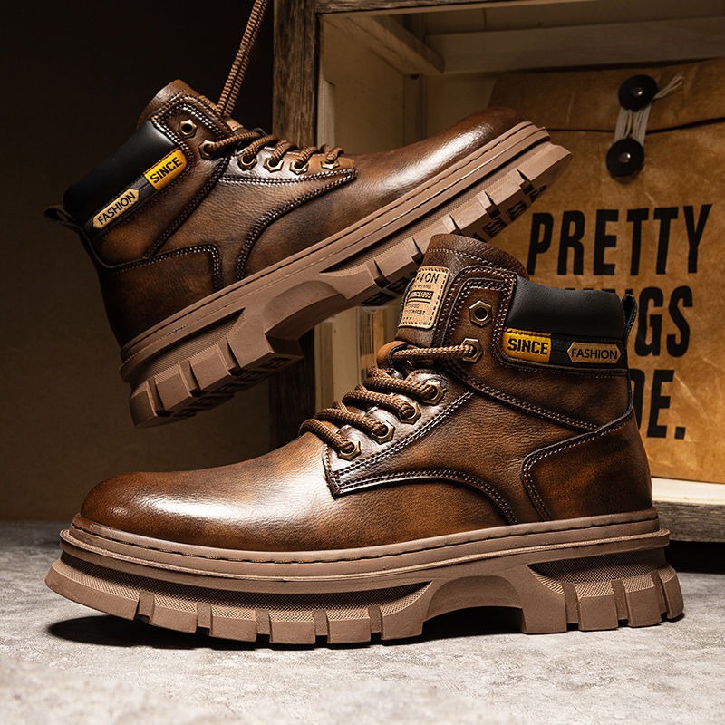 Men'S Shoes Business Casual - Vintage erkek platformu yarım çizmeler sonbahar