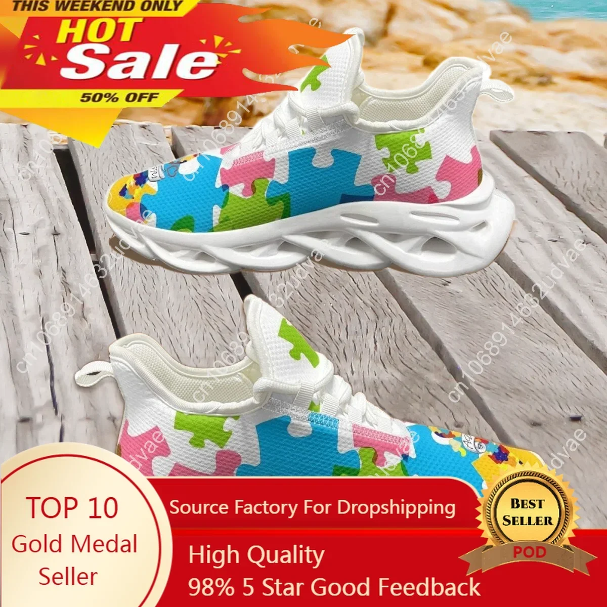 Men'S Shoes With Platform - Otizm Farkındalığı Spor Koşu Ayakkabısı Renkli