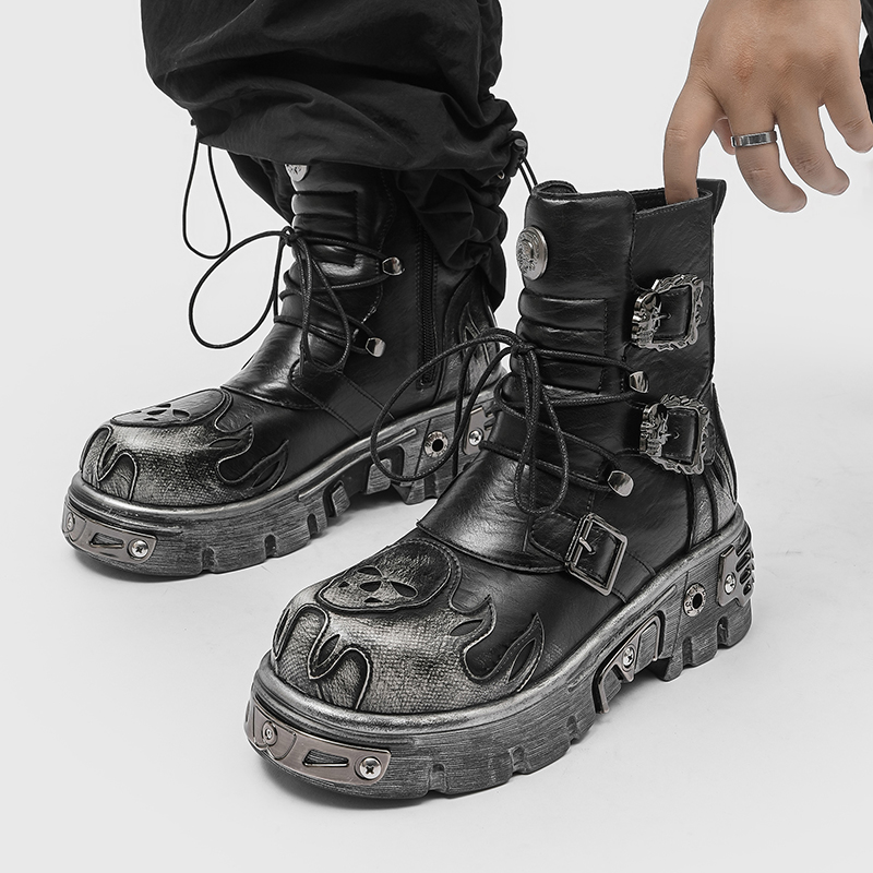 Punk Tarzı Retro Havalı Kafata - Men'S Shoes To Increase Height incelemesi ve fiyatı
